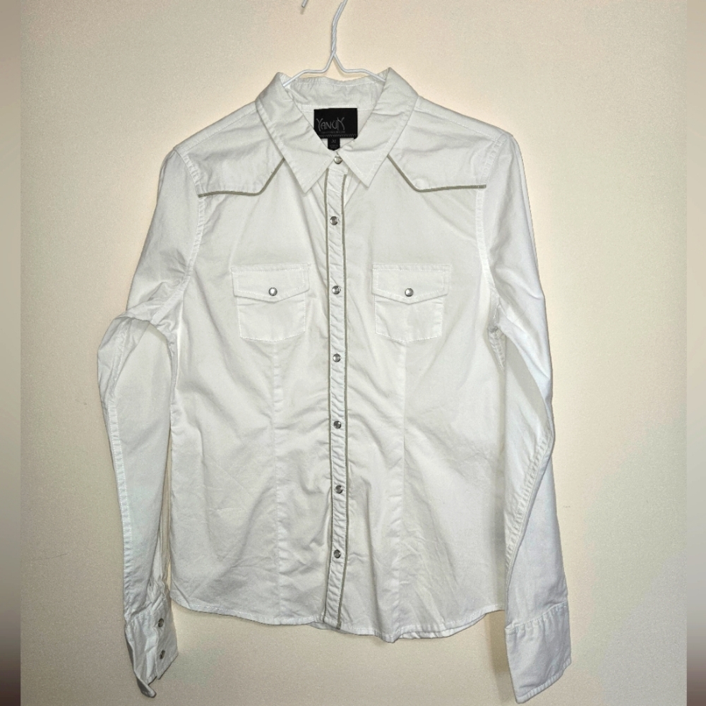 Yansi Fugel White Button-Down Shirt - Classic Women's Top